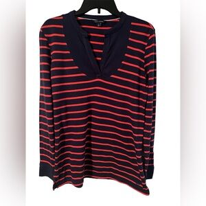 Tommy Hilfiger women’s medium navy red striped long sleeved button cuff shirt